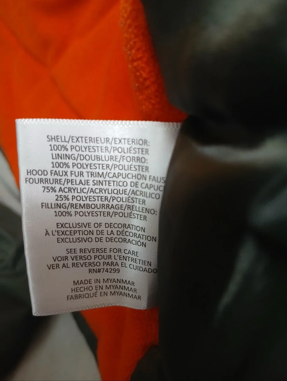 U.S. Polo Assn. Olive Green Puffer Jacket with Orange Accents